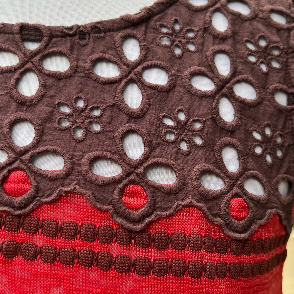 Free People Molly Retro Peplum Tank Top Medium M Brown Red - Picture 5 of 8